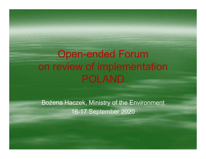 open ended forum on review of implementation poland