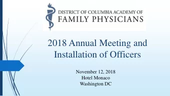 Installation of Officers  November 12, 2018  Hotel Monaco  Washington DC  DC AFP Mission and Vision