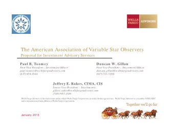 The American Association of Variable Star Observers  Proposal for Investment Advisory Services