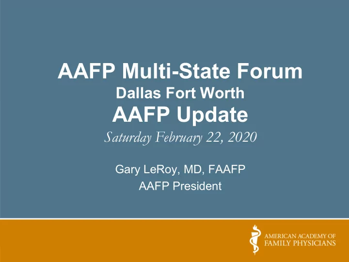 aafp multi state forum