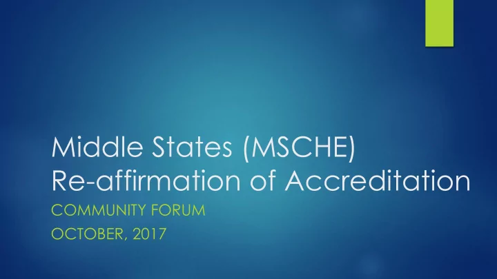re affirmation of accreditation