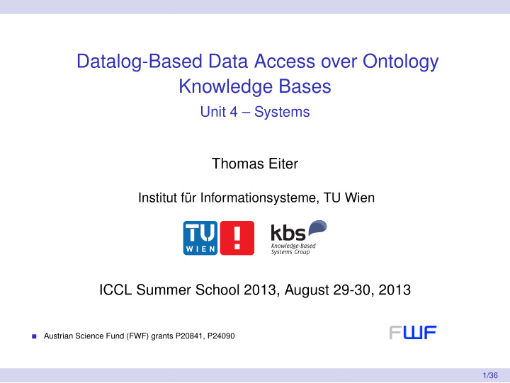 datalog based data access over ontology knowledge bases