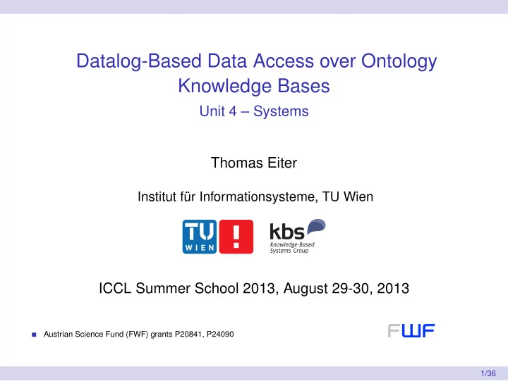 datalog based data access over ontology knowledge bases