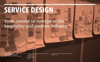 SERVICE DESIGN  From context to concept in the  hospitality and tourism industry  Design and the