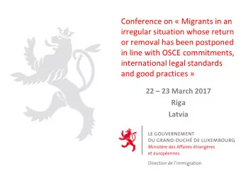 international legal standards and good practices  22  23 March 2017  Riga  Latvia  Return