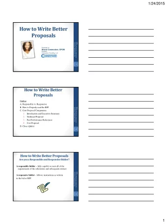 How to Write Better  Proposals  How to Write Better Proposals  Commodore Consulting, LLC (c)  2015