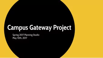 Campus Gateway Project  Spring 2017 Planning Studio  May 10th, 2017  Identified  Potential  Gateway