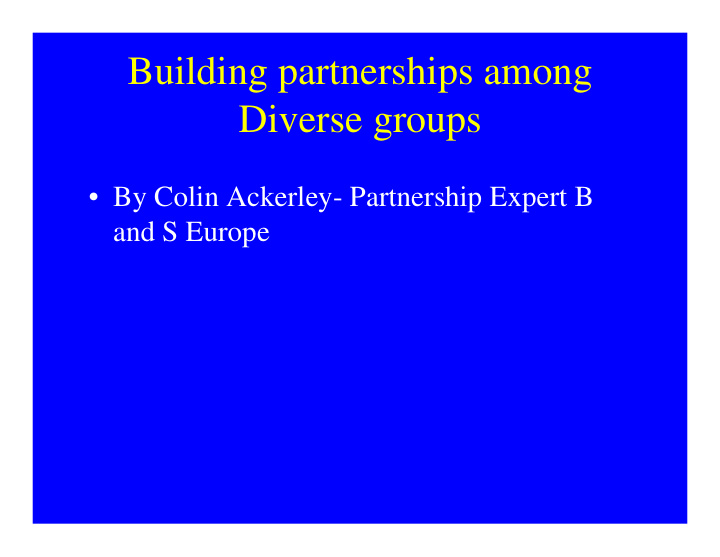 building partnerships among diverse groups