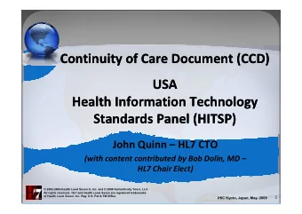 Continuity of Care Document (CCD)  Continuity of Care Document (CCD)  USA  USA  Health Information