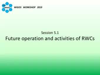 Future operation and activities of RWCs  Contents  Review of future RWCs  presentations