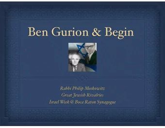 Ben Gurion &amp; Begin  Rabbi Philip Moskowitz  Great Jewish Rivalries  Israel W  eek @ Boca Raton