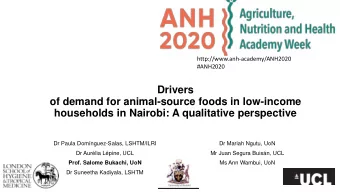 of demand for animal-source foods in low-income  households in Nairobi: A qualitative perspective