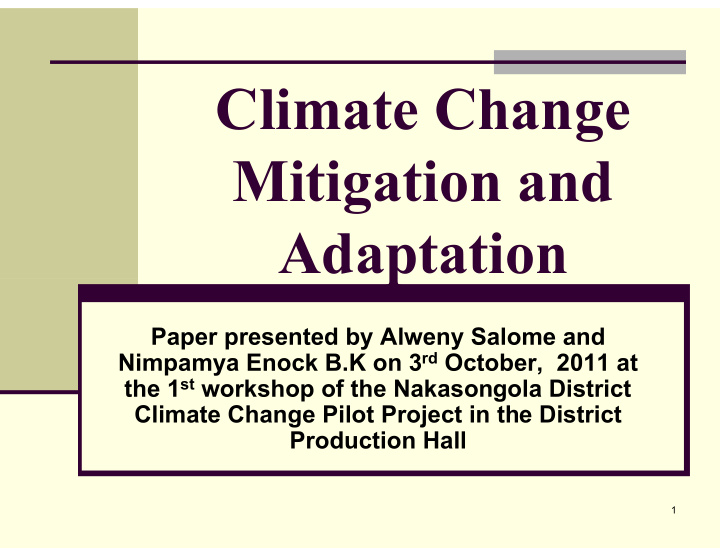climate change mitigation and adaptation adaptation