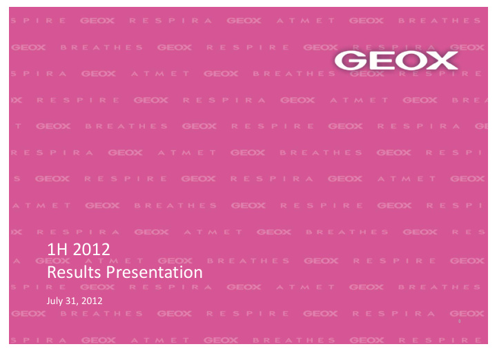 1h 2012 results presentation
