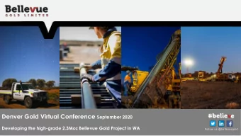 Disclaimer &amp; Cautionary Statements This Presentation has been prepared by Bellevue Gold Limited