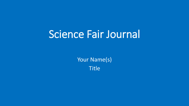 science fair journal