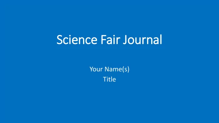 science fair journal