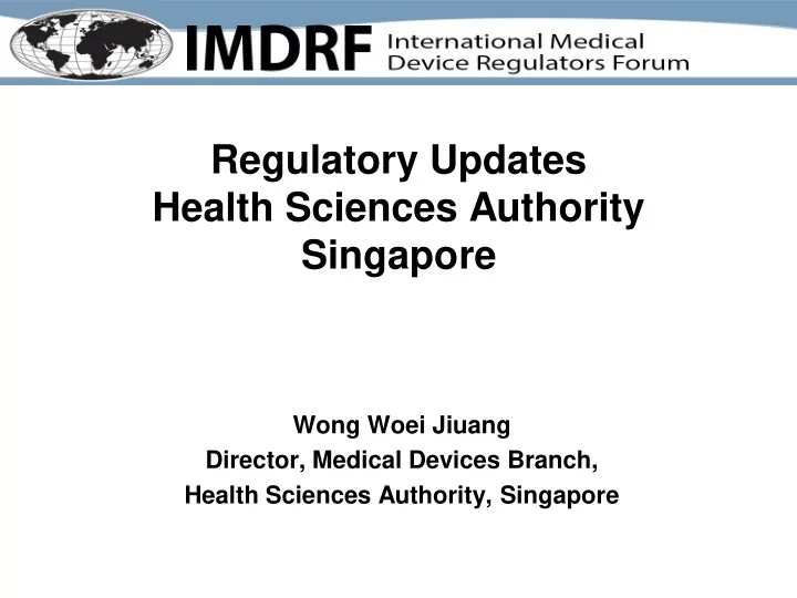 regulatory updates health sciences authority