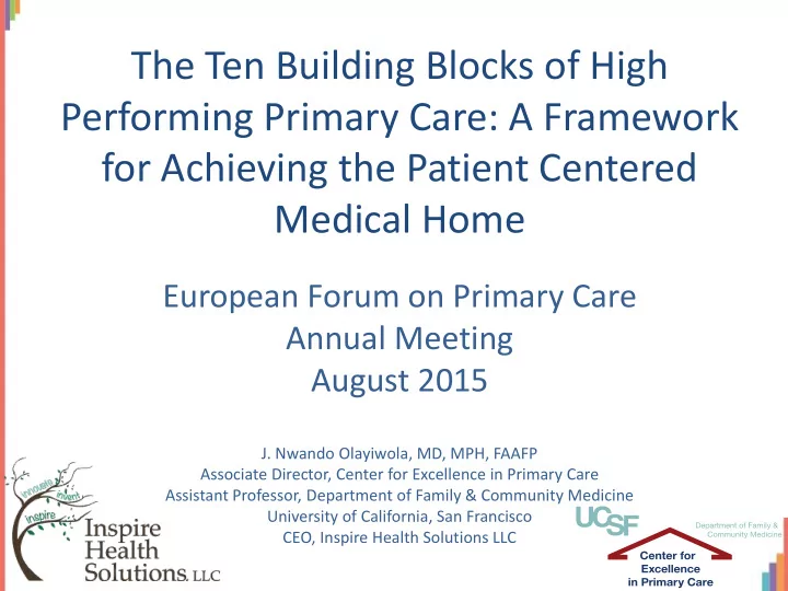 for achieving the patient centered