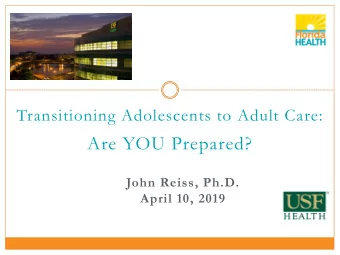 Are YOU Prepared?  John Reiss, Ph.D.  April 10, 2019  Self-Check  2  Does your practice have a