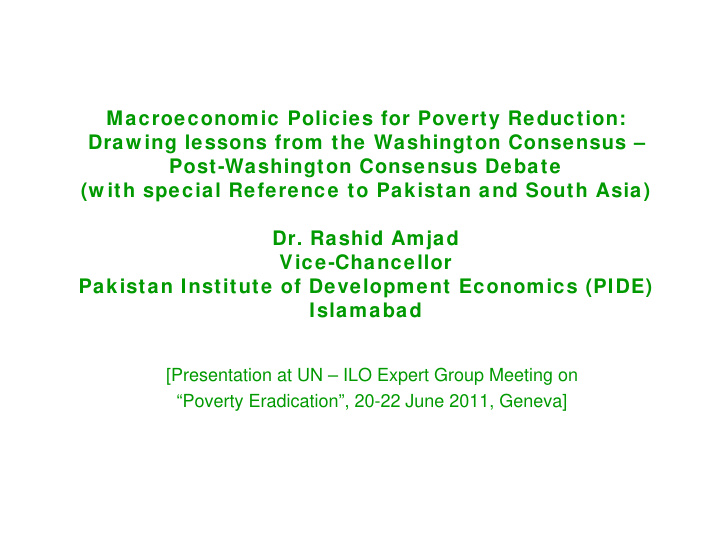 macroeconomic policies for poverty reduction draw ing