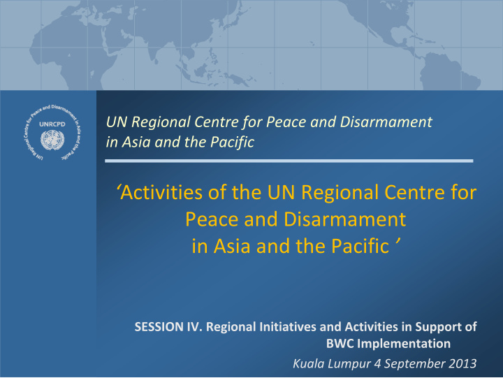 activities of the un regional centre for peace and