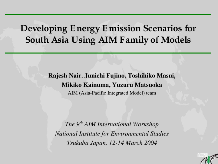 developing energy emission scenarios for south asia using