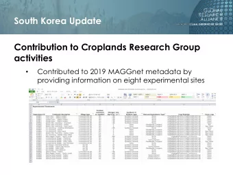 Contribution to Croplands Research Group  activities  Contributed to 2019 MAGGnet metadata by