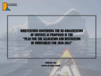 ORIENTATIONS CONCERNING THE RE-ORGANIZATION  OF SERVICES AS PROPOSED IN THE  PLAN FOR THE