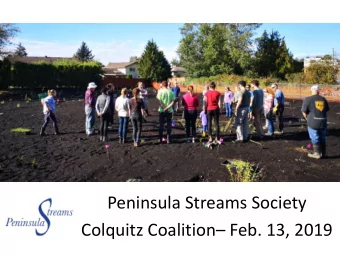 Peninsula Streams Society Colquitz Coalition  Feb. 13, 2019  Colquitz River Watershed