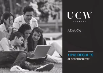 1H18 RESULTS  31 DECEMBER 2017  DISCLAIMER This presentation, dated 28 February 2018, provides