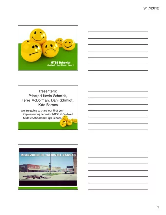 9/17/2012  MTSS Behavior  MTSS Behavior  Caldwell High School:  Year 1  Caldwell High School:  Year