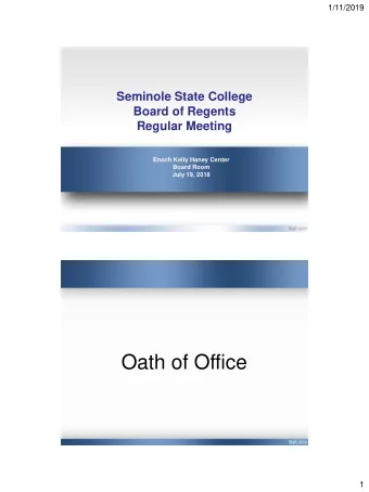 Oath of Office  1  1/11/2019  Presidents Report  Personnel Update  Resignations  Presidents