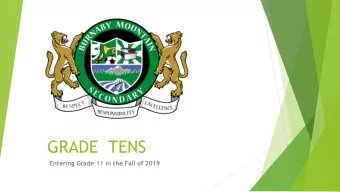 GRADE TENS  Entering Grade 11 in the Fall of 2019  Course Selection  All grade 11 students are