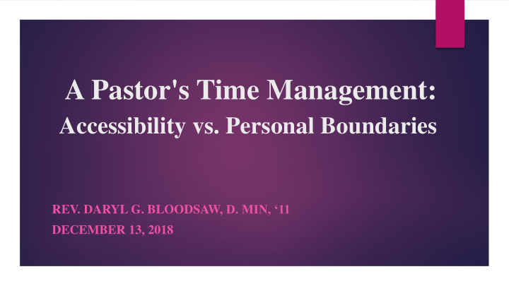 a pastor s time management