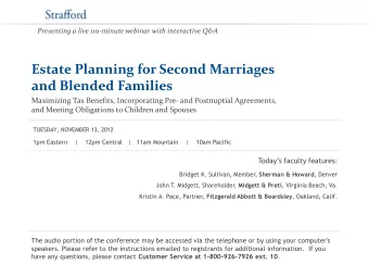 and Blended Families  Maximizing Tax Benefits, Incorporating Pre- and Postnuptial Agreements,  and