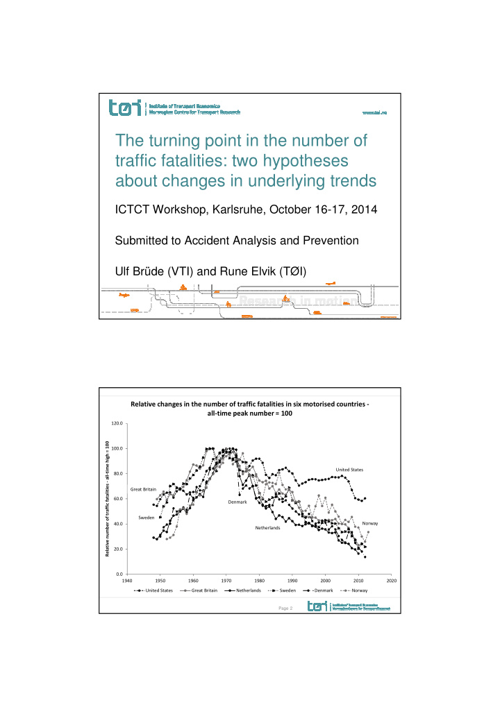 the turning point in the number of traffic fatalities two