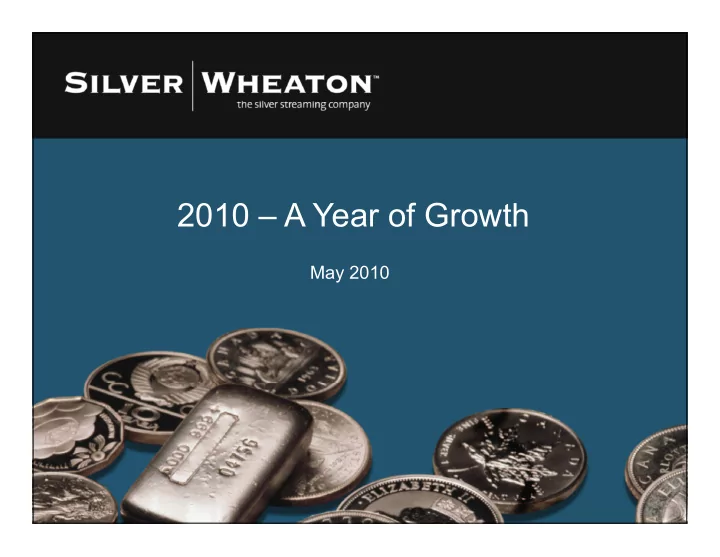 2010 a year of growth