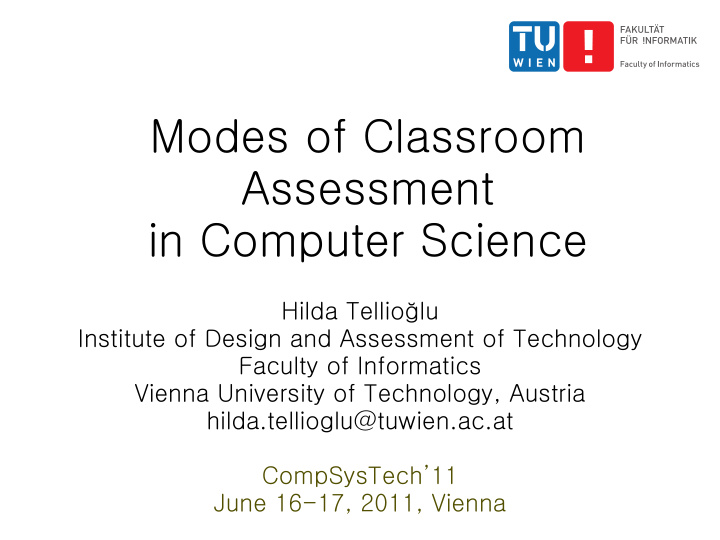 modes of classroom assessment in computer science