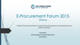 E-Procurement Forum 2015  Vienna Using E -Procurement data to measure the transparency and