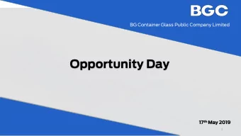 Opportunity Day 17 th May 2019  1  Dis  isclai  aime  mer The information contained in this