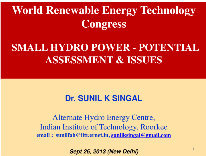 world renewable energy technology congress