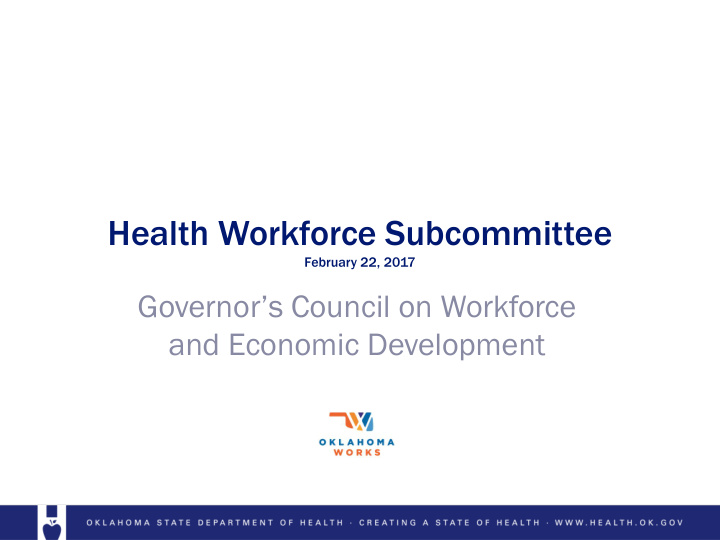 health workforce subcommittee