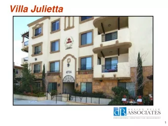 Villa Julietta  1 Agenda for this Evenings Meeting  Design Build Associates  Current