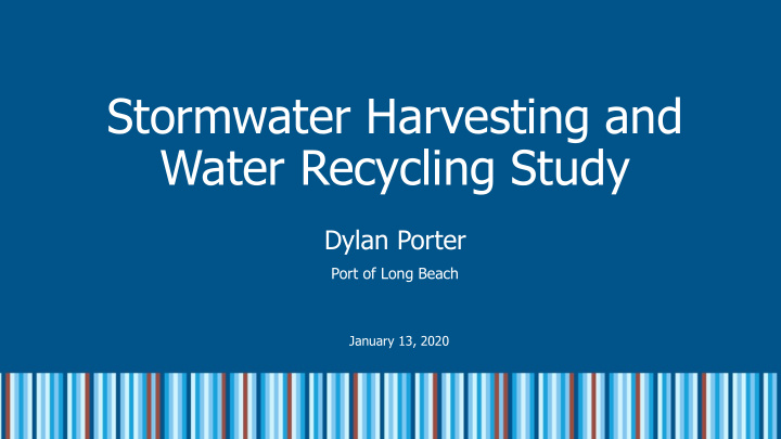 stormwater harvesting and water recycling study