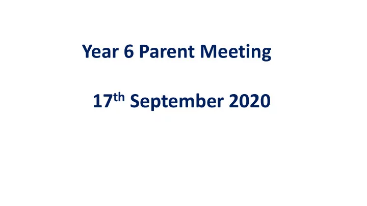 year 6 parent meeting