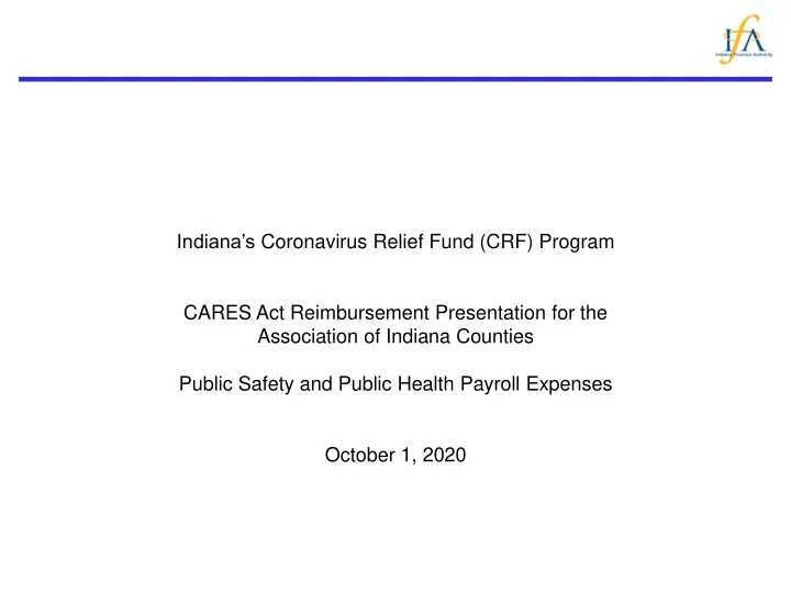 indiana s coronavirus relief fund crf program cares act
