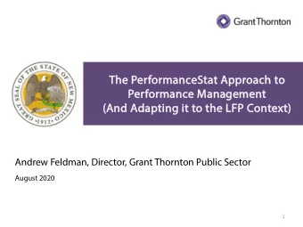 The  he P  Performanc  rmanceStat A  Approac  ach  h to  Performanc  rmance M  Manage  anageme