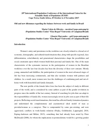 28 th International Population Conference of the International Union for the  Scientific Study of