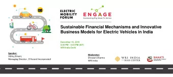 Business Models for Electric Vehicles in India  December 16, 2019  3:00 PM - 4:00 PM (IST)  WRI